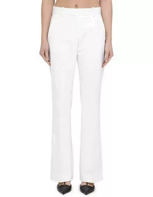 White viscose blend regular trouser