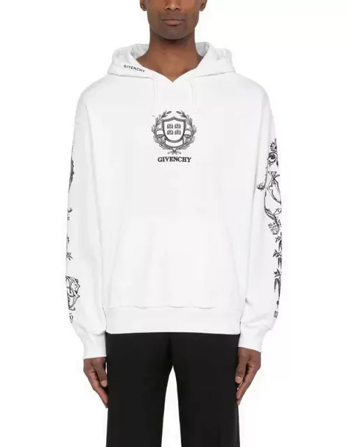 White hoodie with logo embroidery