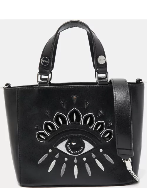 Kenzo Black Leather Eye Patch Tote