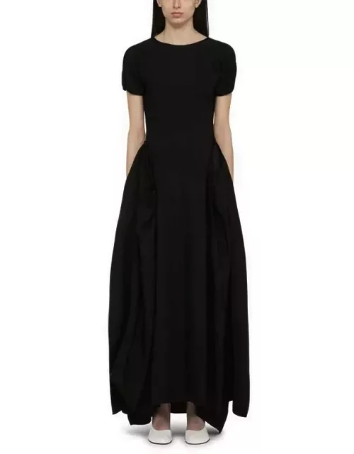 Black short-sleeved dress in viscose blend