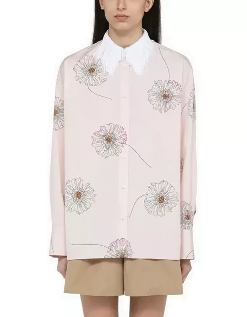 Peach-coloured shirt with cotton print