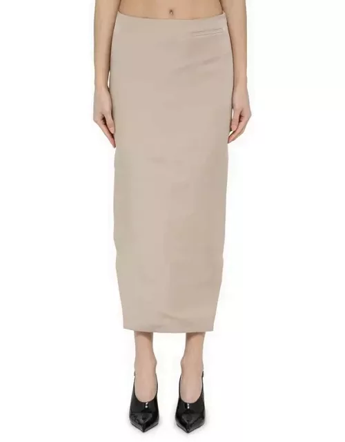 Beige silk double-length skirt