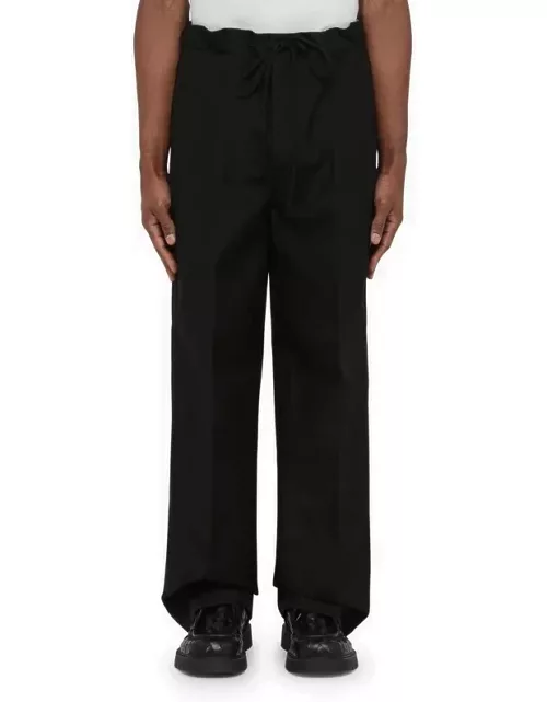 Black trousers with laces at the waist