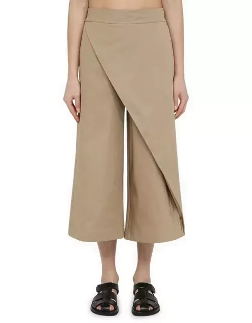 Beige cotton cropped trouser