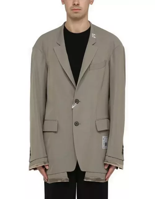 Beige wool-blend jacket with raw cut he