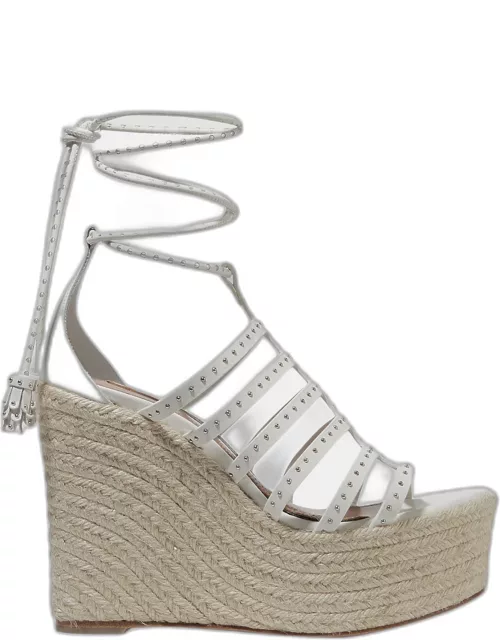 Alaia White Leather Wedge Sandals