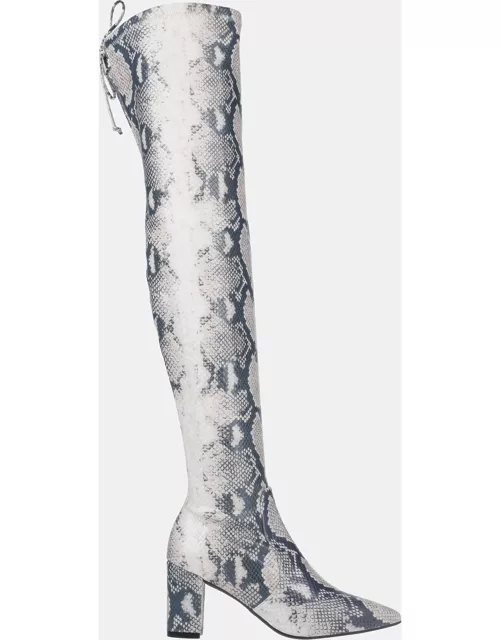 Stuart Weitzman Snake Print Fabric Over The Boots 36