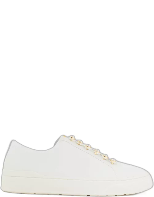 Stuart Weitzman Leather Pearl Embellished Sneaker