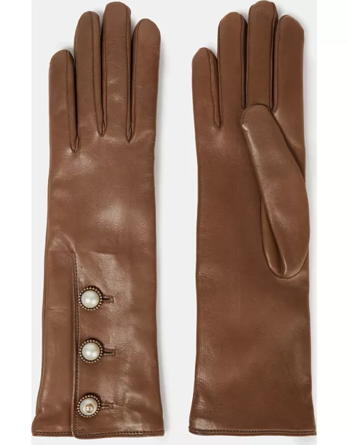 Gucci Brown Leather Gloves