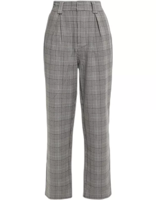 Ganni Grey/Black Checked Crepe Trousers M (EU 38)