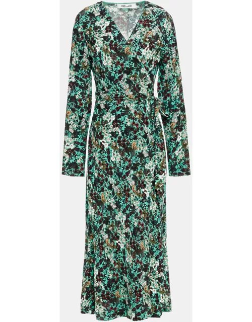 Diane Von Furstenberg Green Floral Print Viscose Midi Dress