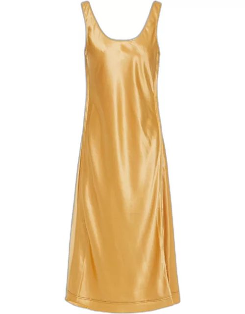 Acne Studios Gold Satin Sleeveless Midi Dress S (EU 34)
