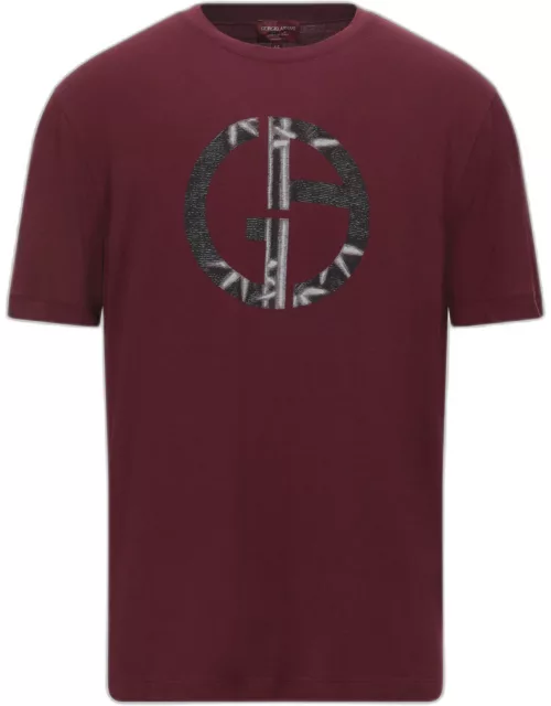 Giorgio Armani Maroon Logo Print Jersey T-Shirt XXL (IT 54)