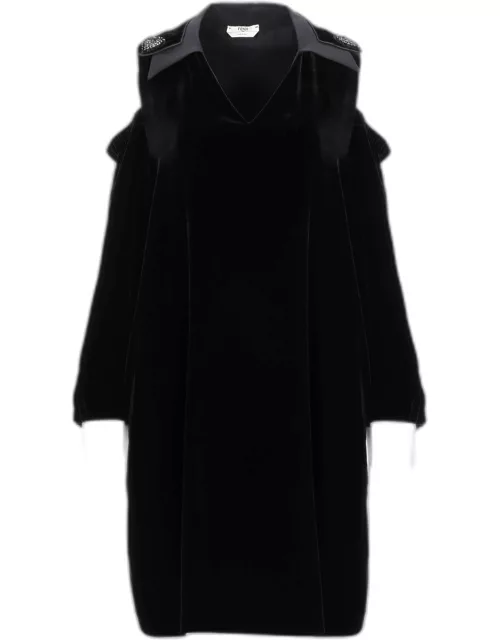 Fendi Black Velvet Collared Mini Dress S (IT 40)