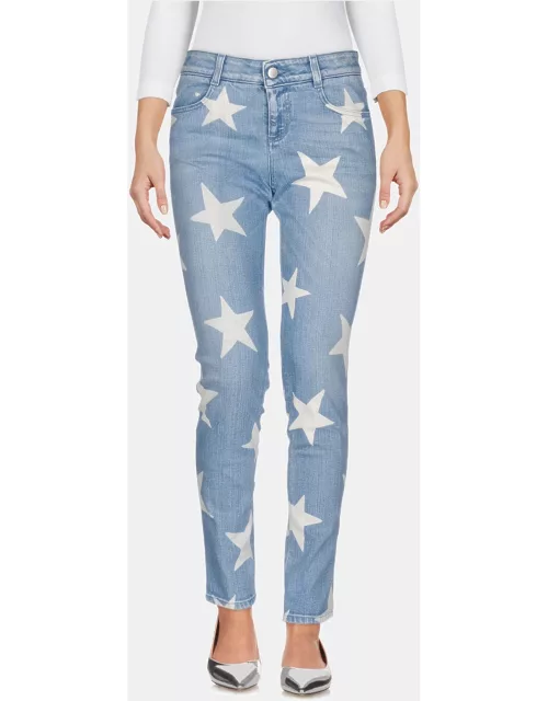 Stella McCartney Blue Star Print Cotton Slim Fit Jeans XS (