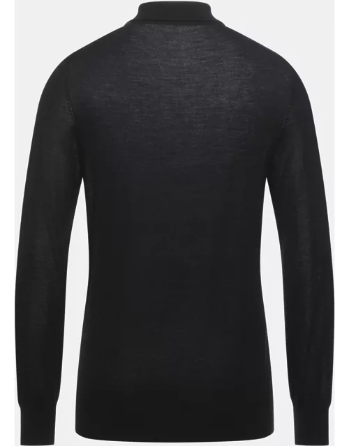 Giorgio Armani Black Virgin Wool Polo Sweater S (IT 46)