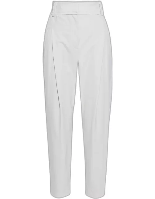 Brunello Cucinelli Ecru White Wool-Blend Tapered Pants XS (IT 36)