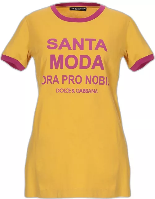 Dolce & Gabbana Yellow Printed Cotton T-Shirt S (IT 40)