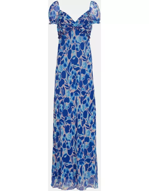 Diane Von Furstenberg Blue/Pink Printed Chiffon Maxi Dress XXL (US 12)