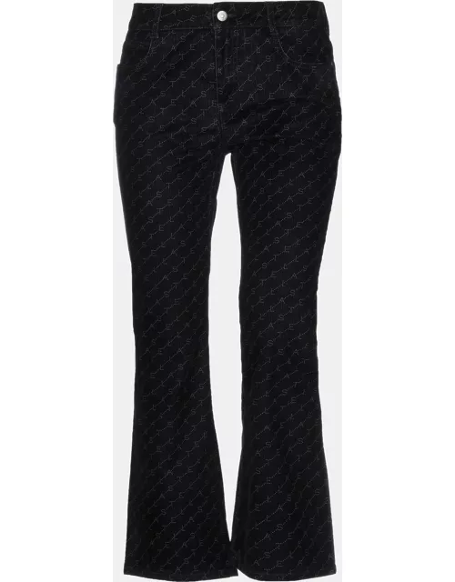 Stella McCartney Black Logo Pattern Velvet Jeans S (
