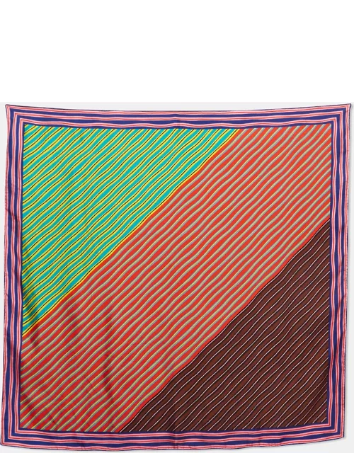Diane Von Furstenberg Multicolor Striped Silk Square Scarf