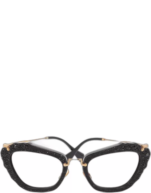 Miu Miu Black Gradient SMU 04Q Embellished Cat Eye Sunglasse