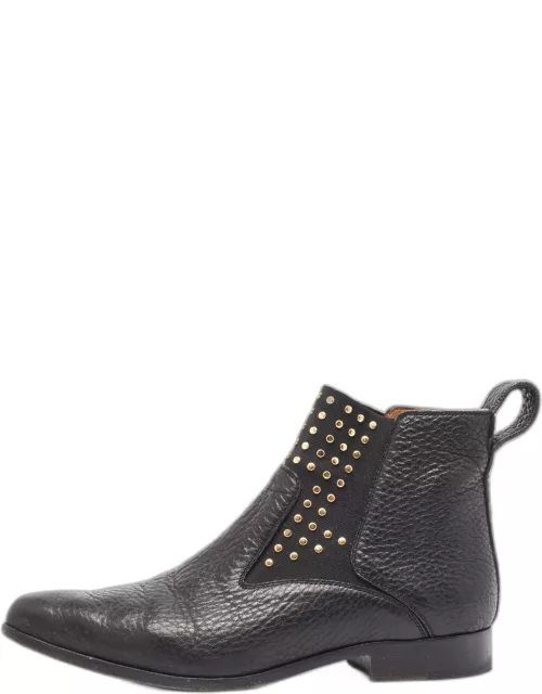 Chloe Black Leather Embellished Ankle Boot