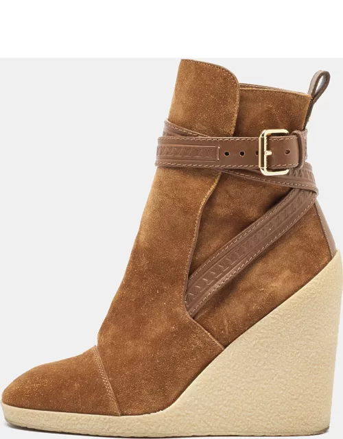 Louis Vuitton Brown Suede Ankle Buckle Ankle Boot