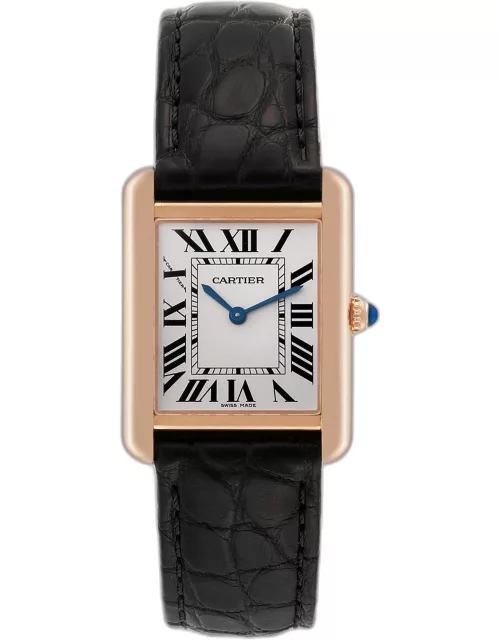 Cartier Tank Solo Silver Dial Rose Gold Steel Ladies Watch 24.4 m
