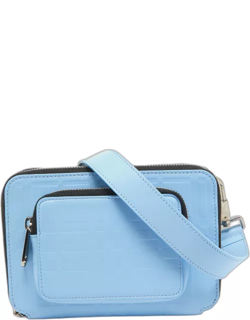 Burberry Blue Jake Check Embossed Leather Crossbody Bag