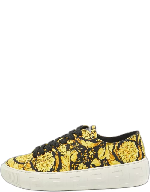 Versace Yellow/Black Canvas Baroccoo Lace Up Sneaker