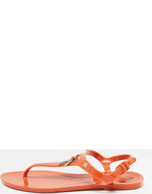 Tod's Orange Rubber Thong Flat Sandal