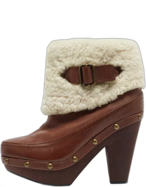 Marc by Marc Jacobs Brown Leather And Fur Ankle Boot