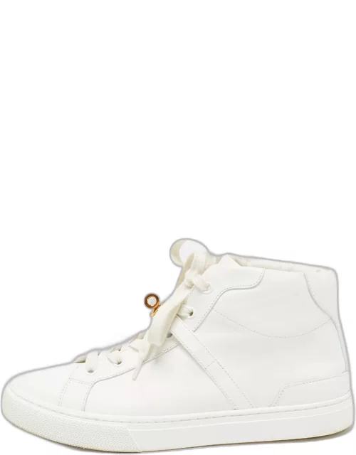 Hermes White Leather Daydream High Top Sneaker