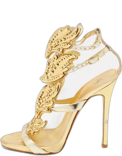 Giuseppe Zanotti Gold Leather Elegant Wings Sandal
