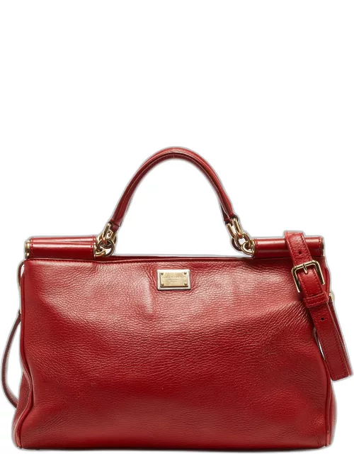 Dolce & Gabbana Red Leather Miss Sicily Tote