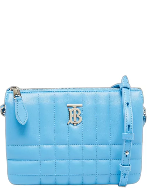 Burberry Blue Quilted Leather Lola Zip Crossbody Bag