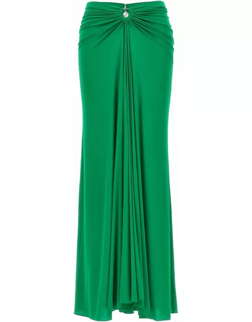 Paco Rabanne Draped Skirt In Emerald Green Jersey