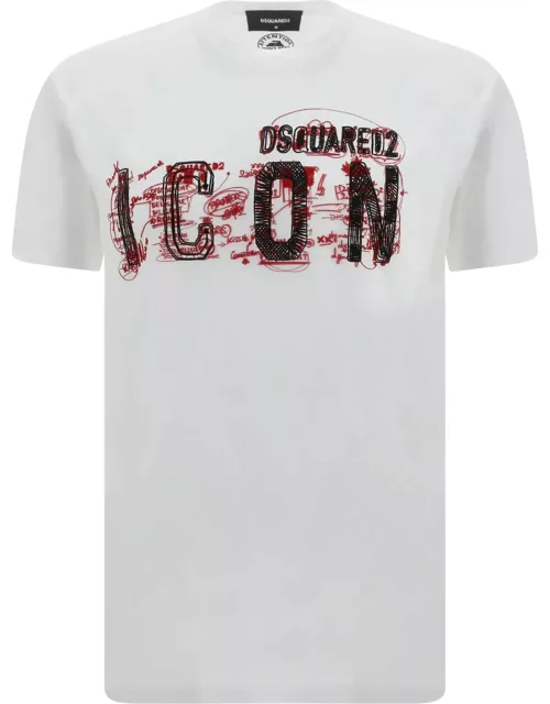 Dsquared2 Cotton T-shirt With Icon Scribble Print