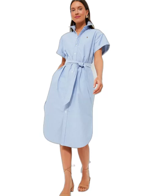Blue Cotton Oxford Shortsleeve Day Dres