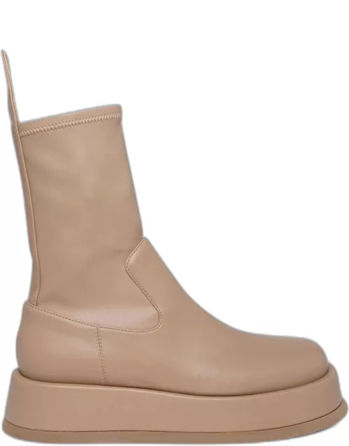 GIA/RHW Beige Leather Rosie 11 Flatform Ankle Boot