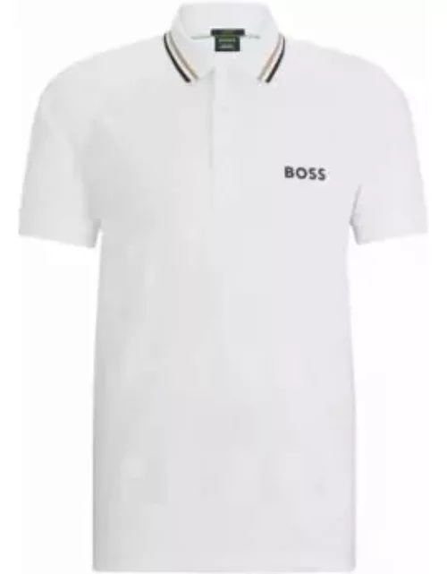 Slim-fit polo shirt in engineered jacquard jersey- White Men's Polo Shirt