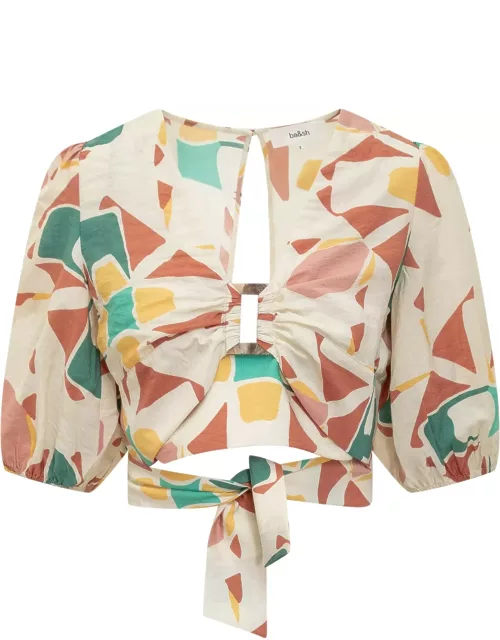 Ba & Sh Cropped Top With Abstract Print