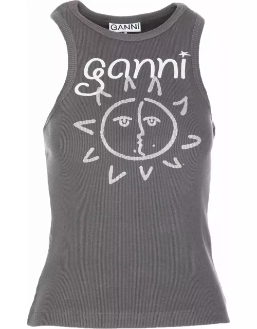 Ganni Print Logo Tank Top