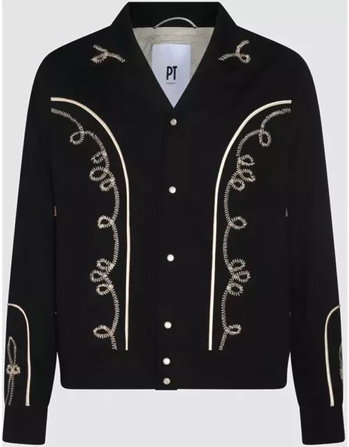 PT01 Black Cotton Casual Jacket
