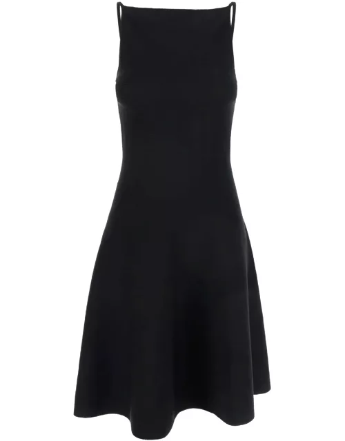SEMICOUTURE Mini Black Dress With Open Back In Viscose Blend Woman