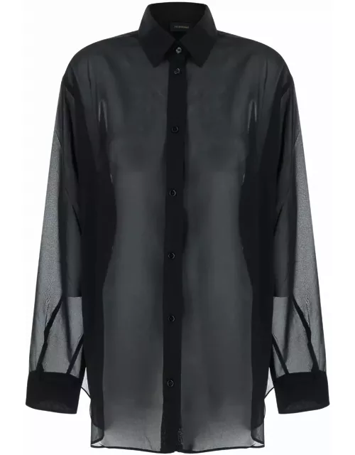 The Andamane Black Shirt With Buttons In Stretch Silk Woman