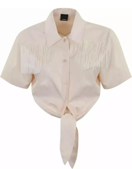 Pinko Cropped Shirt With Fringe