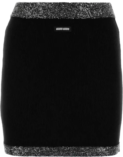 Miu Miu Black Stretch Cashmere Blend Mini Skirt