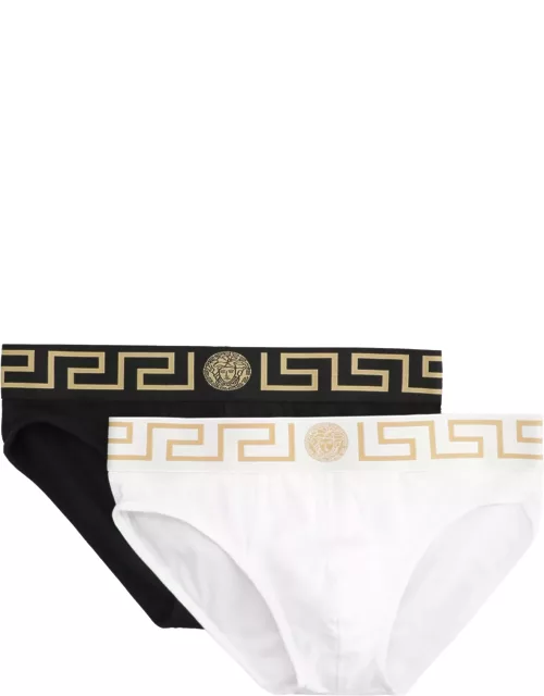 Versace Set Of Two Cotton Briefs With Logoed Elastic Band